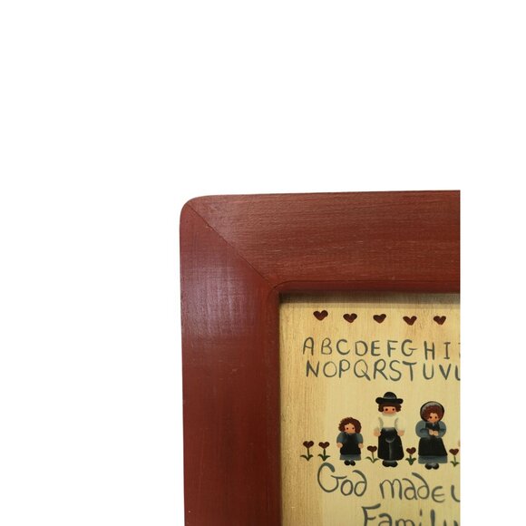 Folk Art Wall Hanging “God Made Us a Family” Religious gift wood Frame Decor - Picture 6 of 10